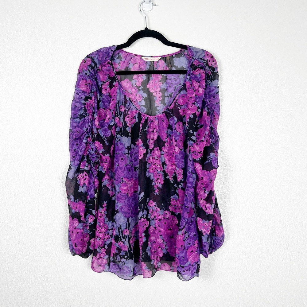 Rebecca Taylor Women's Silk FLoral Blouse Sz 8